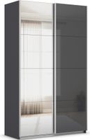 rauch Quadra Kleiderschrank 2-türig, mit Spiegel und Glastüre, Farbe Grau metallic Breite 136 cm