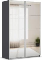 rauch Quadra Kleiderschrank 2-türig, mit Spiegel, Farbe Grau metallic Breite 136 cm