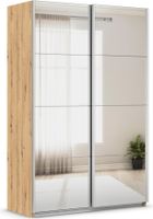 rauch Quadra Kleiderschrank 2-türig, mit Spiegel, Farbe Eiche Artisan Breite 136 cm