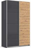 rauch Quadra Kleiderschrank 2-türig, Farbe Grau metallic/Eiche Artisan Breite 136 cm