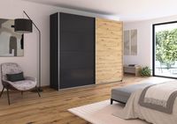 rauch Quadra Kleiderschrank 2-türig, Farbe Grau metallic/Eiche Artisan Breite 271 cm