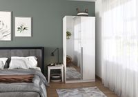rauch Alba Kleiderschrank 2-türig, mit Spiegel, Farbe Hochglanz Weiß/Weiß Breite 91 cm