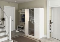 rauch Alba Kleiderschrank 3-türig, mit Spiegel, Farbe Hochglanz Weiß/Weiß Breite 136 cm