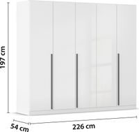 rauch Alba Kleiderschrank 5-türig, Farbe Hochglanz Weiß/Weiß Breite 226 cm