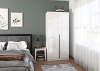 rauch Alba Kleiderschrank 2-türig, Farbe Hochglanz Weiß/Weiß Breite 91 cm