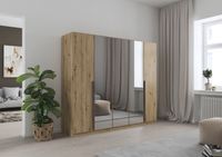 rauch Alba Kleiderschrank 5-türig, mit Spiegel, Farbe Eiche Artisan Breite 226 cm