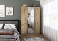 rauch Alba Kleiderschrank 3-türig, mit Spiegel, Farbe Eiche Artisan Breite 136 cm