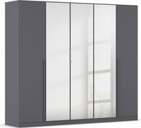 rauch Alba Kleiderschrank 5-türig, mit Spiegel, Farbe Grau metallic Breite 226 cm