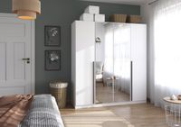 rauch Alba Kleiderschrank 4-türig, mit Spiegel, Farbe Weiß Breite 181 cm