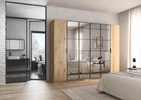 rauch Acero Garderobenschrank 6-türig, mit Grauspiegel, Farbe Eiche Artisan Breite 271 cm