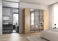 rauch Acero Garderobenschrank 5-türig, mit Grauspiegel, Farbe Eiche Artisan Breite 226 cm