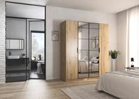 rauch Acero Garderobenschrank 4-türig, mit Grauspiegel, Farbe Eiche Artisan Breite 181 cm