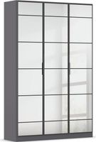 rauch Acero Garderobenschrank 3-türig, mit Grauspiegel, Farbe Grau metallic Breite 136 cm