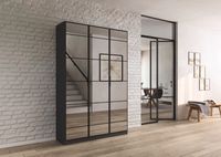 rauch Acero Garderobenschrank 3-türig, mit Grauspiegel, Farbe Grau metallic Breite 136 cm