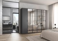 rauch Acero Garderobenschrank 6-türig, mit Grauspiegel, Farbe Grau metallic Breite 271 cm