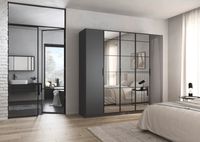 rauch Acero Garderobenschrank 5-türig, mit Grauspiegel, Farbe Grau metallic Breite 226 cm