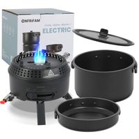 ENFRIFAM Campingkocher Set mit Topf und Pfannen, 2 in1 Elektro &amp; Gaskocher