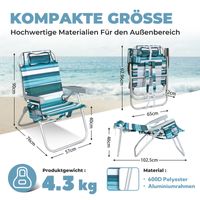 HOMECALL Leicht Strandstuhl, mit Kühltasche und Aufbewahrungstasche, 5-fach Verstellbar,Gestreift