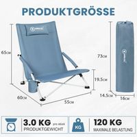 HOMECALL Klappstuhl Strandstuhl leicht Campingstuhl, mit Getränkehalter, bis 120 kg