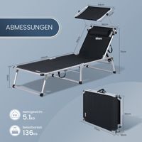 HOMECALL Strandliege Leicht Alu Sonnenliege, 5 fach Verstellbare Rückenlehne, bis 120KG