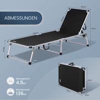 HOMECALL Strandliege Leicht Alu Sonnenliege, 5 fach Verstellbare Rückenlehne, bis 120KG
