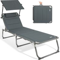 HOMECALL Klappbar-Gartenliege Sonnenliege Liegestuhl, Textilene Mit Dickem Schwamm, bis 180KG