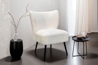 byLIVING Sessel TEDDY, Breite 64 cm, Teddy fabric off-white (weiß), Gestell schwarz