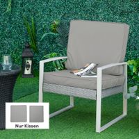 2er-Set Sitzkissen, 56 x 52 cm Stuhlkissen mit Reißverschluss, Stoffbezug, 7cm