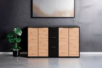 byLIVING Sideboard RIMINI, Breite 139 cm, Artisan Eiche (Eiche-Optik), schwarz