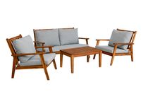 byLIVING Outdoor-Lounge-Set LA PALMA, 4-teilig, Webstoff hellgrau, Akazie natur