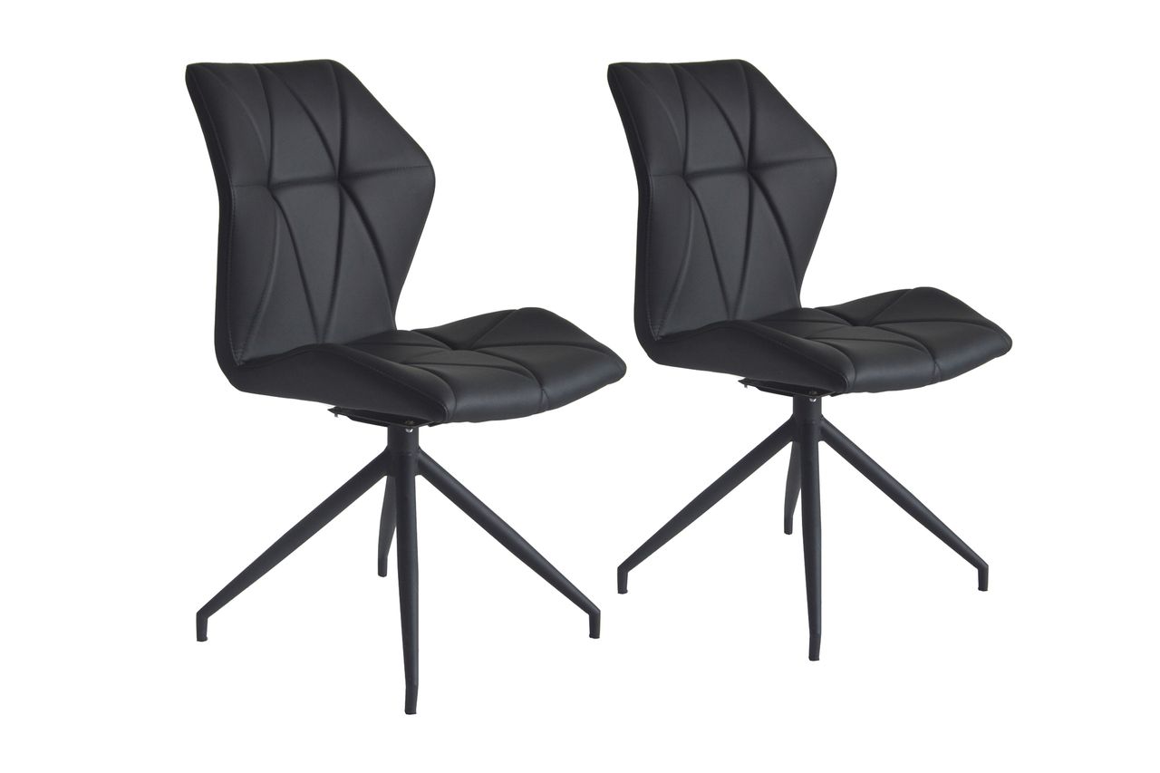 IMKE Stuhl, 2er-Set, Metallgestell schwarz pulverbeschichtet, Kunstleder