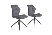 IMKE Stuhl, 2er-Set, Metallgestell schwarz pulverbeschichtet, Kunstleder