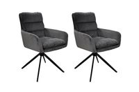 byLIVING Stuhl PURA, 2-er Set, Breite 58 cm, Grob-Cord dunkelgrau, Gestell schwarz