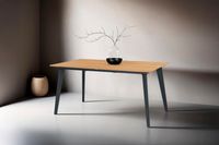 byLIVING Tisch mit Auszug OKLAHOMA, Breite 160 cm, Tischplatte Eiche natur, Gestell schwarz