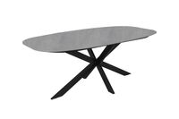 byLIVING Tisch OVAL, Breite 200 cm, Tischplatte Stein-Optik, Gestell schwarz