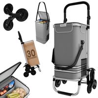 Einkaufstrolley mit 55 L, Kühltasche 7 L, Aluminium, klappbar, 30 kg Tragkraft, grau
