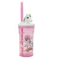 Unicorn 3D Trinkbecher – Kinderbecher mit Strohhalm 360 ml