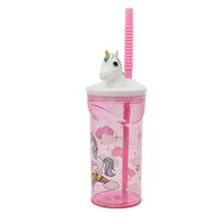 Unicorn 3D Trinkbecher – Kinderbecher mit Strohhalm 360 ml