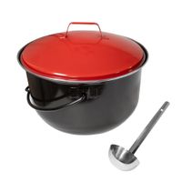 Gulaschtopf 14 L schwarz mit rotem Deckel
