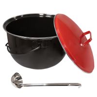 Gulaschtopf 14 L schwarz mit rotem Deckel