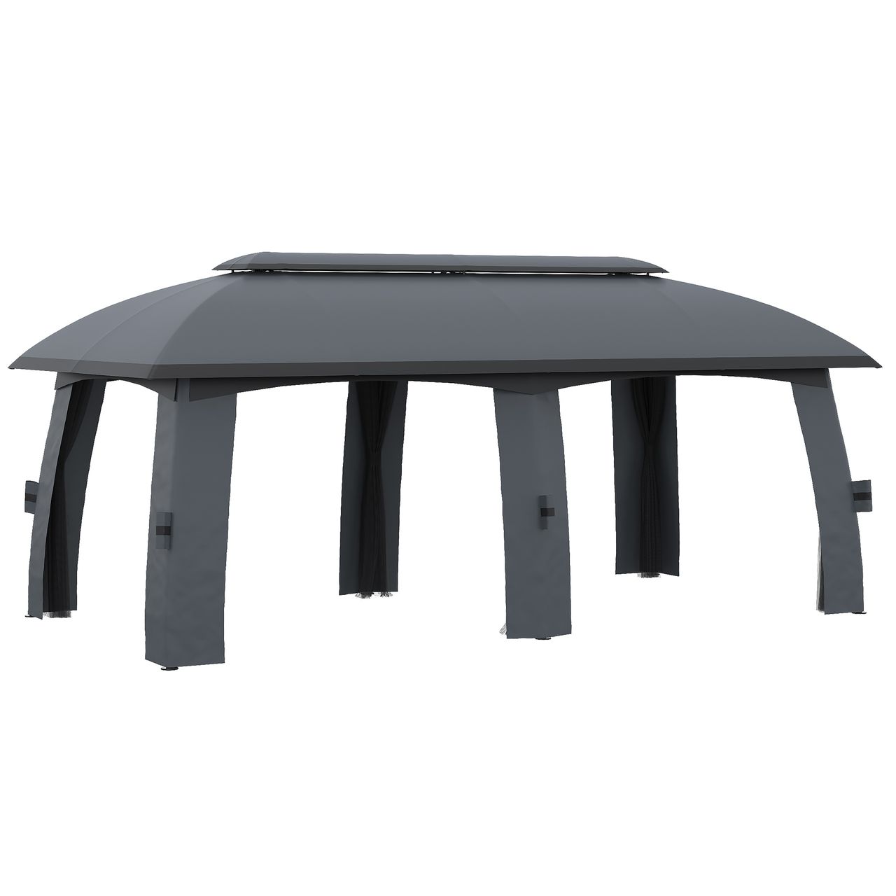 Outsunny Gartenpavillon 3x6m Partyzelt mit Doppeldach Bierzelt mit Fliegennetzen