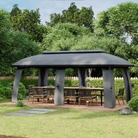 Outsunny Gartenpavillon 3x6m Partyzelt mit Doppeldach Bierzelt mit Fliegennetzen