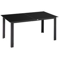 Outsunny Gartentisch, Garten Esstisch für 6 Personen aus Alu Schwarz 150x90x74cm