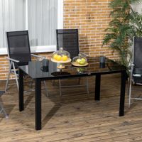 Outsunny Gartentisch, Garten Esstisch für 6 Personen aus Alu Schwarz 150x90x74cm