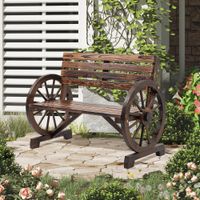 Outsunny Gartenbank 2-Sitzer Sitzbank Holzbank Wagenrad-Design bis 240 kg
