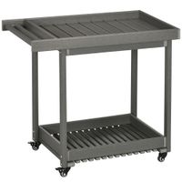 Outsunny Servierwagen, Barbecue Trolley mit Handtuchhalter, Regalen für Garten