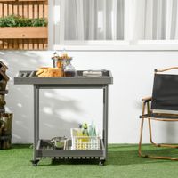 Outsunny Servierwagen, Barbecue Trolley mit Handtuchhalter, Regalen für Garten