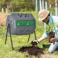 Outsunny Trommel-Komposter 160L Gartenkomposter mit 2 Kammern für Bio-Abfälle