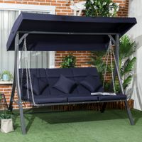 Outsunny Hollywoodschaukel 3-Sitzer Gartenschaukel Verstellbares Dach Texteline