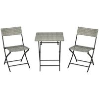 Outsunny Polyrattan 3 tlg. Bistroset Sitzgruppe Rattan Gartenmöbel Set Garnitur